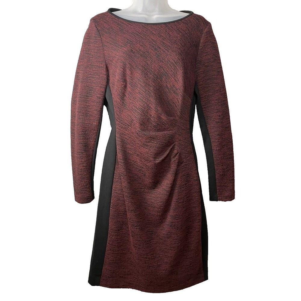 Lauren Ralph Lauren Textured Knit Sheath Dress Women's 10 Colorblock Slimming